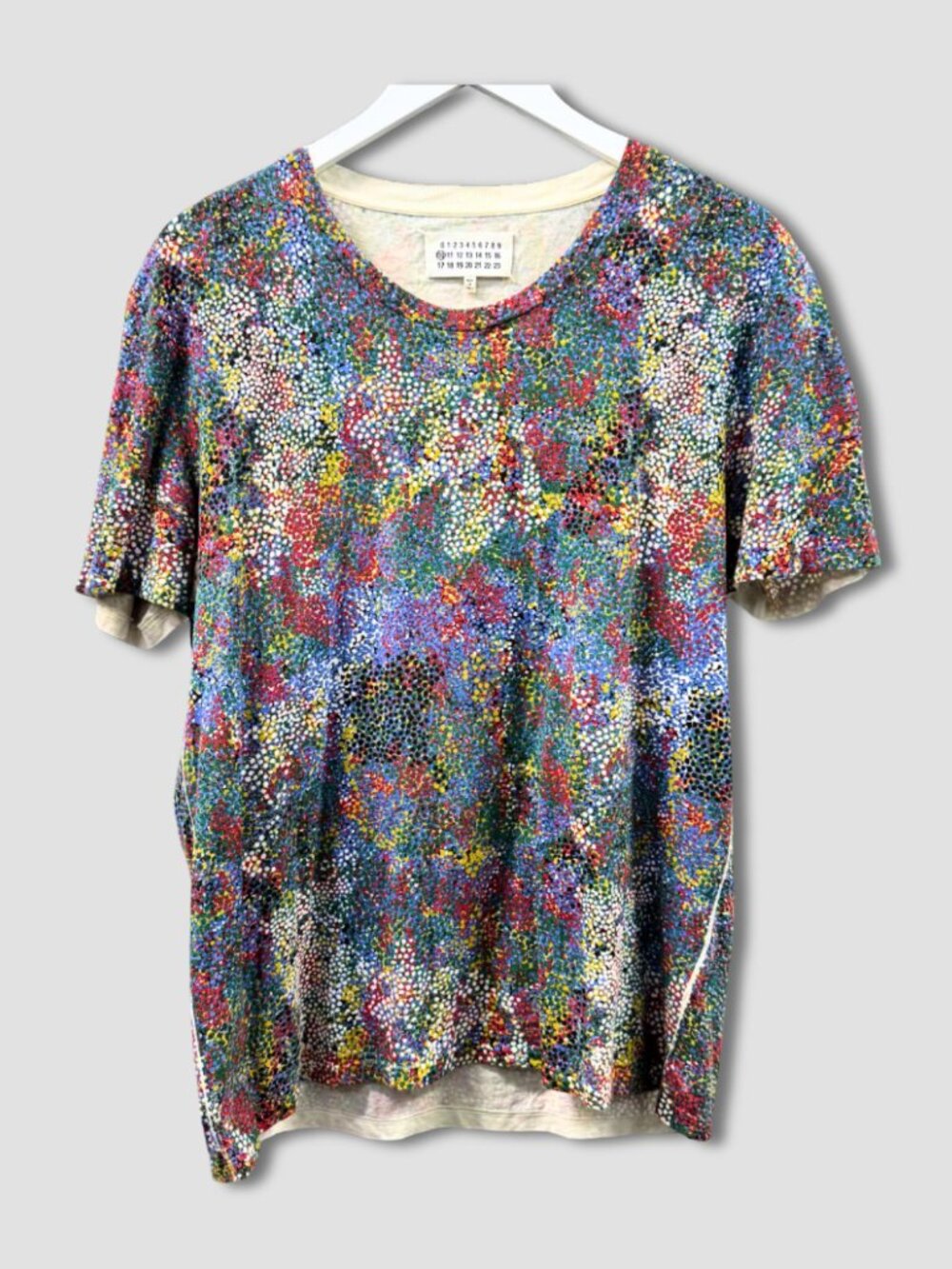MAISON MARTIN MARGIELA SS13 Multicolor Micro Dot Printed T-Shirt Sz IT 48 Cotton